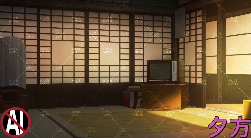 おばあちゃん家の部屋② ( お部屋編 part01 - kotatsu02-1)【背景素材】