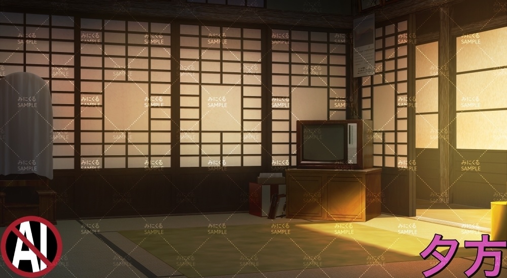 おばあちゃん家の部屋②1-2月 ( お部屋編 part01 - kotatsu02-1_d_1-2)【背景素材】