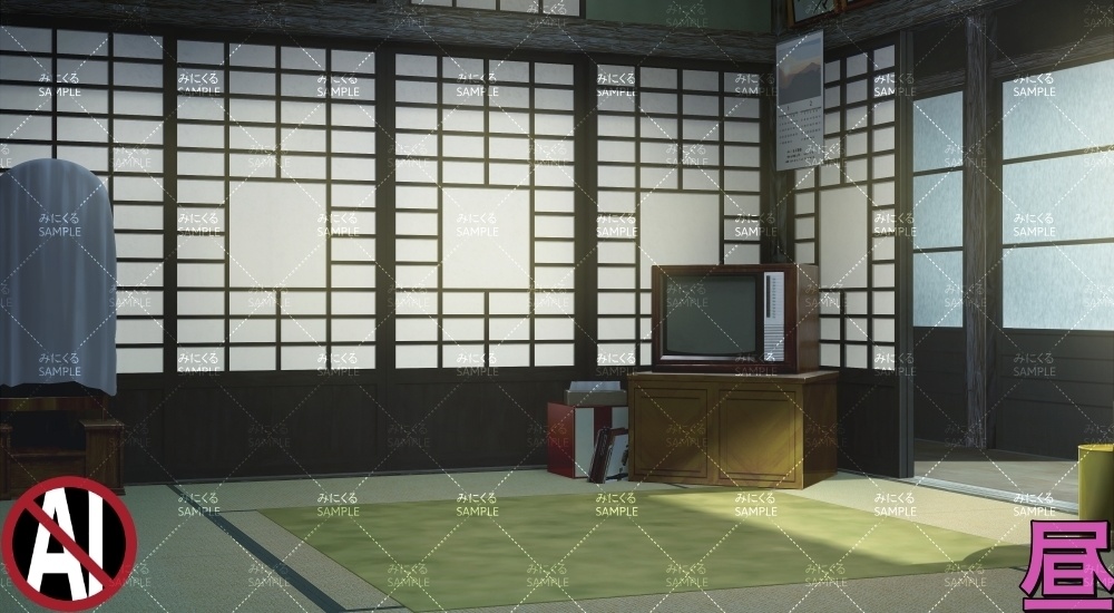 おばあちゃん家の部屋②1-2月 ( お部屋編 part01 - kotatsu02-1_d_1-2)【背景素材】