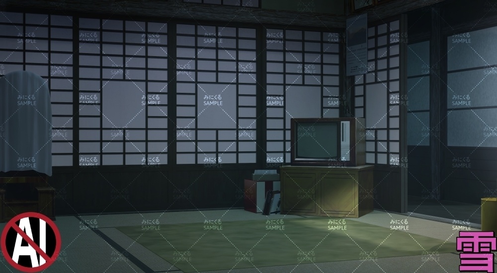 おばあちゃん家の部屋②1-2月 ( お部屋編 part01 - kotatsu02-1_d_1-2)【背景素材】