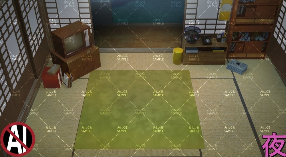 おばあちゃん家の部屋③ ( お部屋編 part01 - kotatsu03-1)【背景素材】