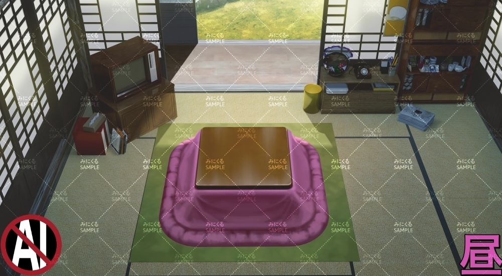 おばあちゃん家の部屋③+こたつ ( お部屋編 part01 - kotatsu03-2)【背景素材】