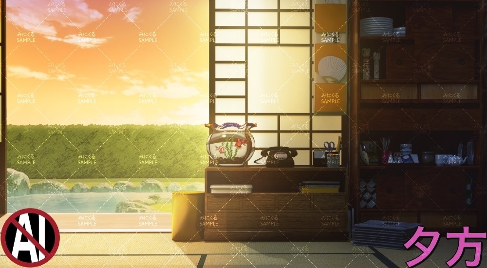 おばあちゃん家の部屋④ ( お部屋編 part01 - kotatsu05-1)【背景素材】