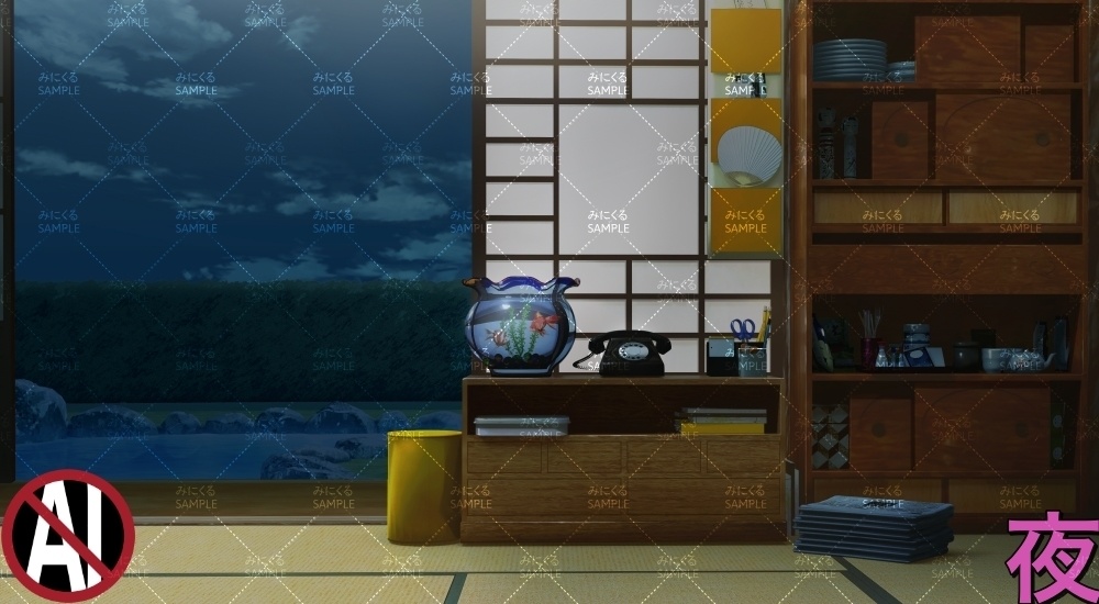 おばあちゃん家の部屋④ ( お部屋編 part01 - kotatsu05-1)【背景素材】