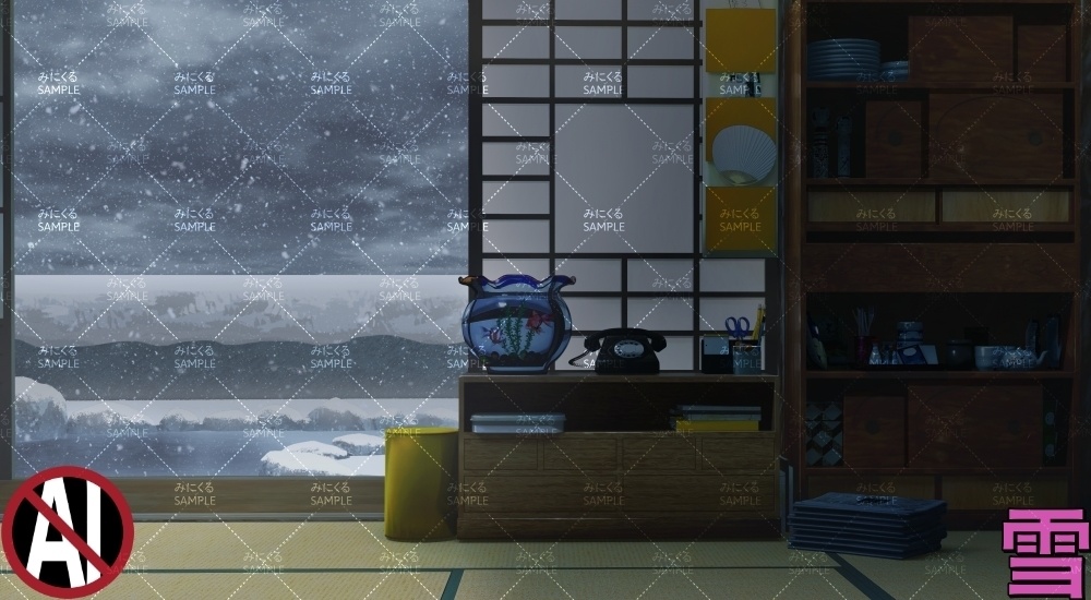 おばあちゃん家の部屋④ ( お部屋編 part01 - kotatsu05-1)【背景素材】