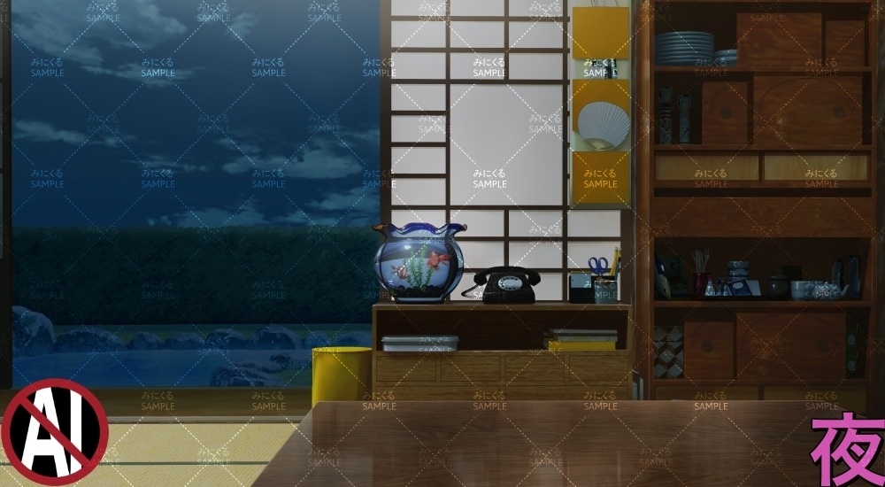 おばあちゃん家の部屋④+こたつ ( お部屋編 part01 - kotatsu05-2)【背景素材】