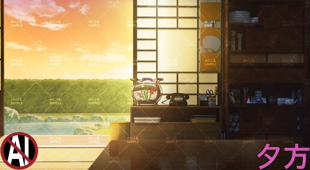 おばあちゃん家の部屋④+こたつ ( お部屋編 part01 - kotatsu05-2)【背景素材】