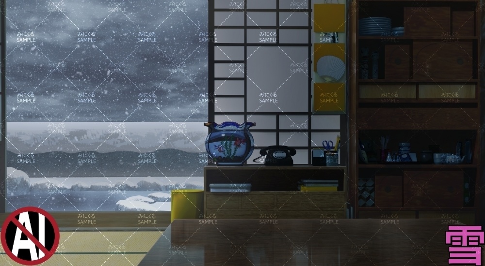 おばあちゃん家の部屋④+こたつ ( お部屋編 part01 - kotatsu05-2)【背景素材】