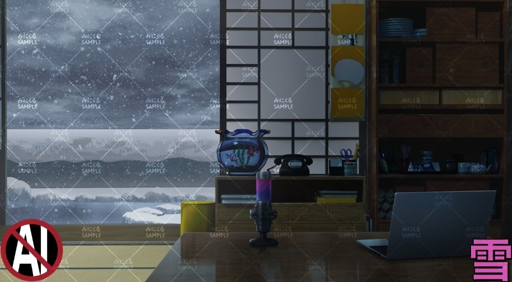 おばあちゃん家の部屋④+小物01 ( お部屋編 part01 - kotatsu05-2_d_komono01)【背景素材】