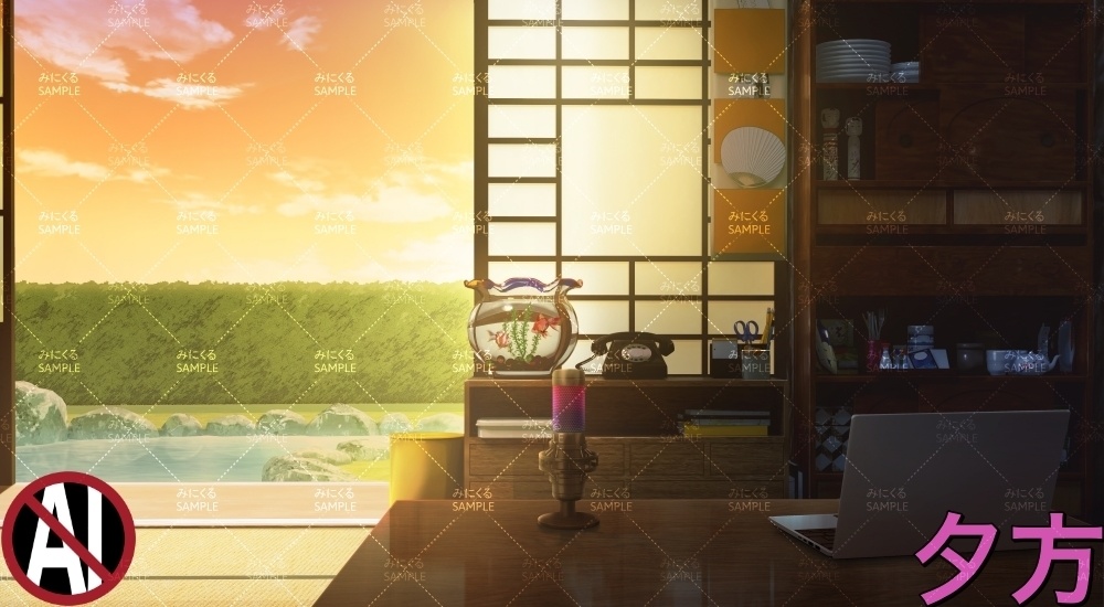 おばあちゃん家の部屋④+小物01 ( お部屋編 part01 - kotatsu05-2_d_komono01)【背景素材】