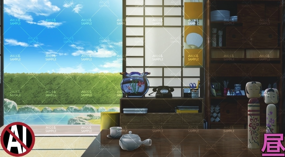 おばあちゃん家の部屋④+小物02 ( お部屋編 part01 - kotatsu05-2_d_komono02)【背景素材】