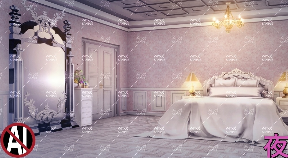 お嬢様の部屋①ピンク ( お部屋編 part01 - girly01)【背景素材】