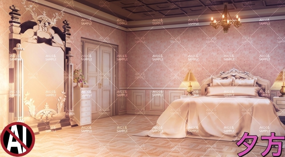 お嬢様の部屋①ピンク ( お部屋編 part01 - girly01)【背景素材】