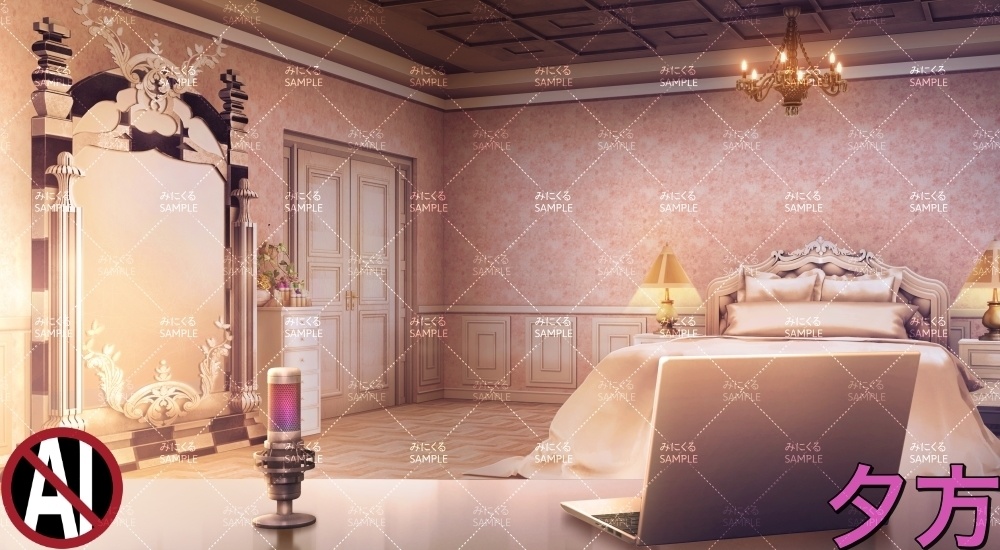 お嬢様の部屋①ピンク+小物 ( お部屋編 part01 - girly01-2_s_komono)【背景素材】