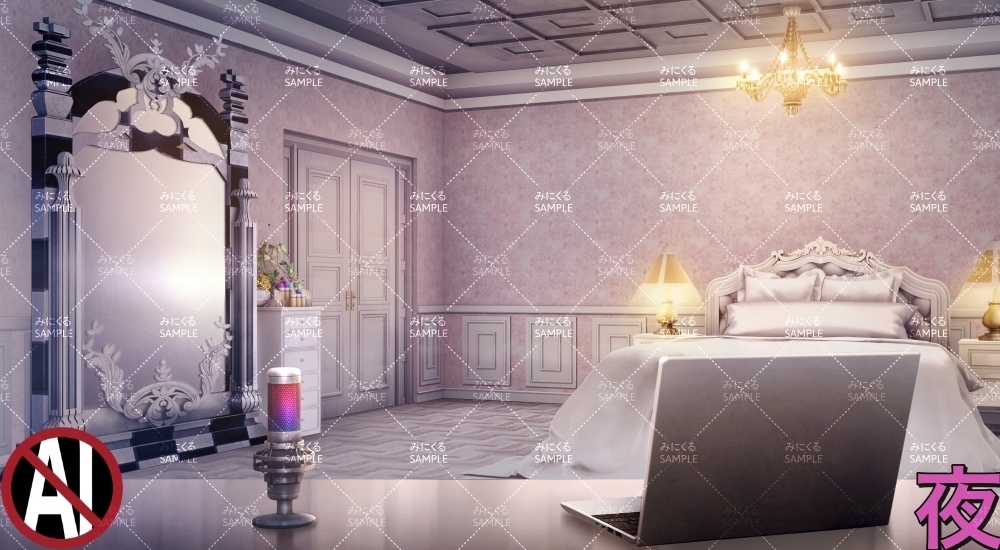 お嬢様の部屋①ピンク+小物 ( お部屋編 part01 - girly01-2_s_komono)【背景素材】