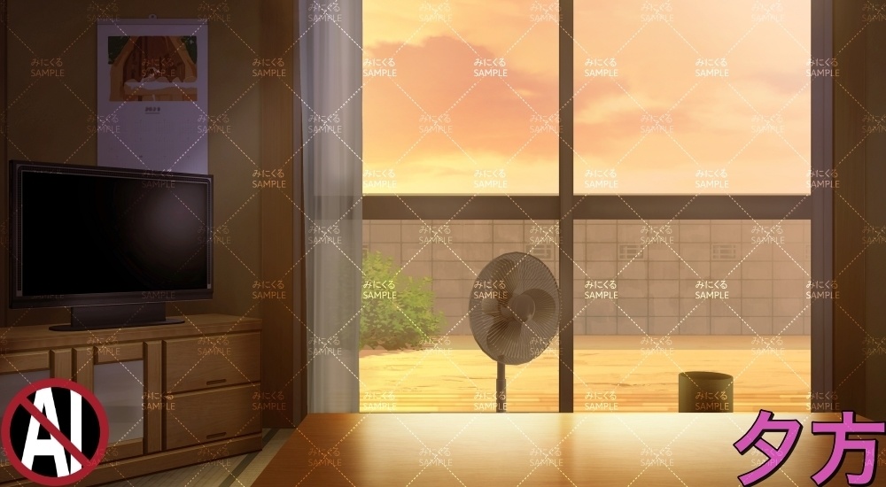 昭和の和室+テーブル ( お部屋編 part01 - japanese01-2)【背景素材】