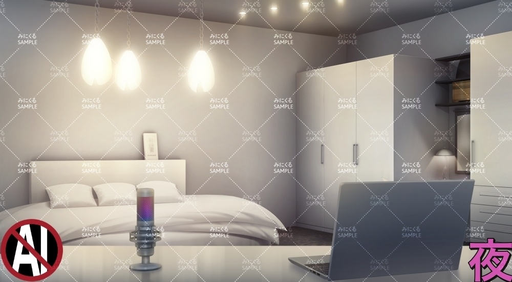 白いおしゃれな部屋+小物 ( お部屋編 part01 - design01-2_d_komono)【背景素材】