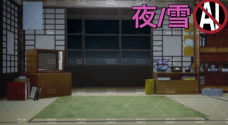 【動く背景】こたつと猫_パーツセット (お部屋01-kotatsu01)【正月素材】