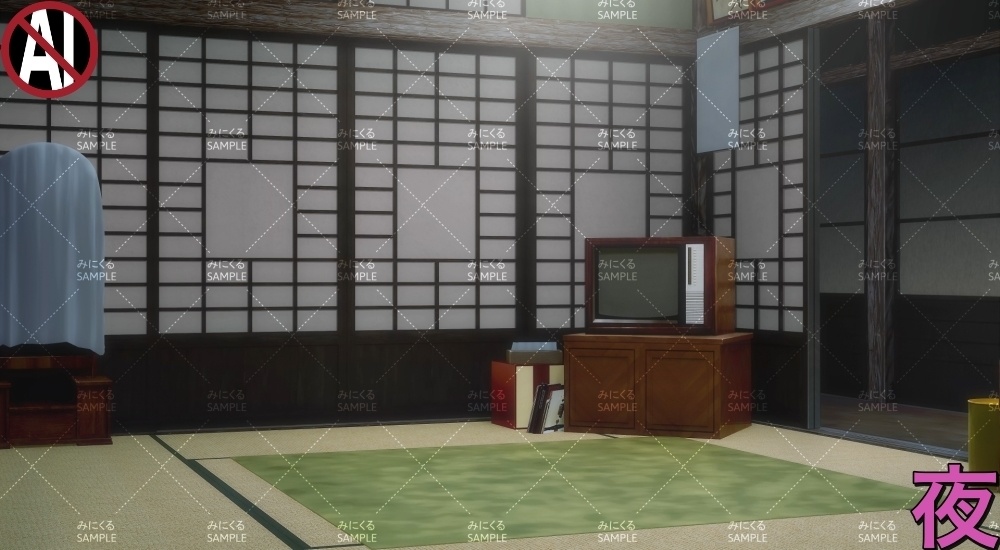 【動く背景】こたつと猫②_パーツセット (お部屋01-kotatsu02)【正月素材】