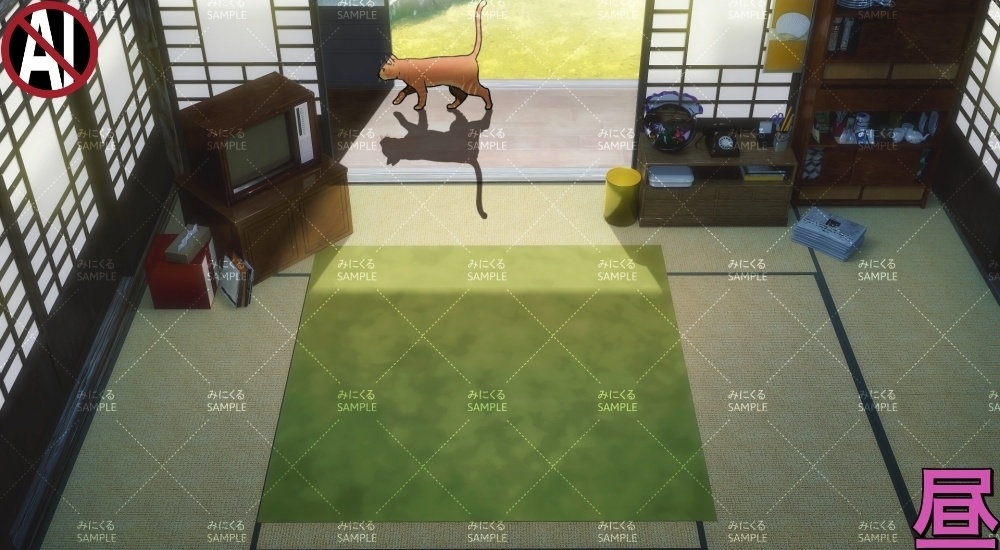 【動く背景】こたつと猫③_パーツセット (お部屋01-kotatsu03)【正月素材】