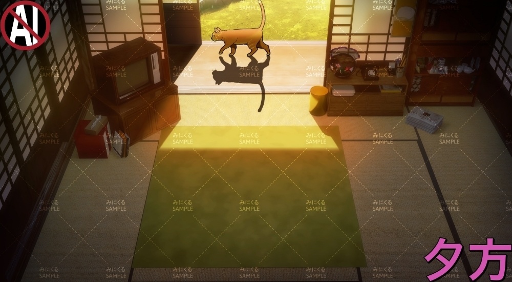 【動く背景】こたつと猫③_パーツセット (お部屋01-kotatsu03)【正月素材】