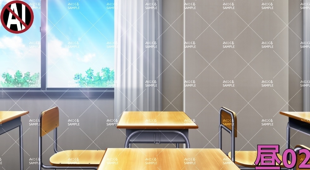 学校の机② ( 学園編 part11 Boost教室A - classroom02)【背景素材】