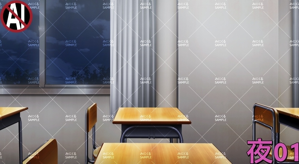 学校の机② ( 学園編 part11 Boost教室A - classroom02)【背景素材】