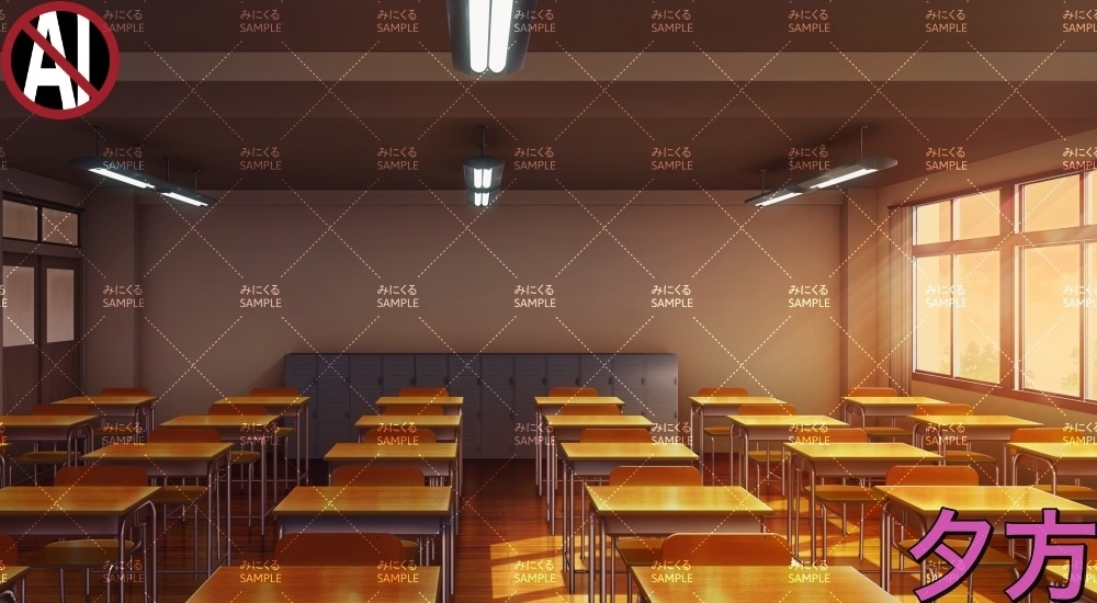 学校の机③ ( 学園編 part11 Boost教室A - classroom03)【背景素材】