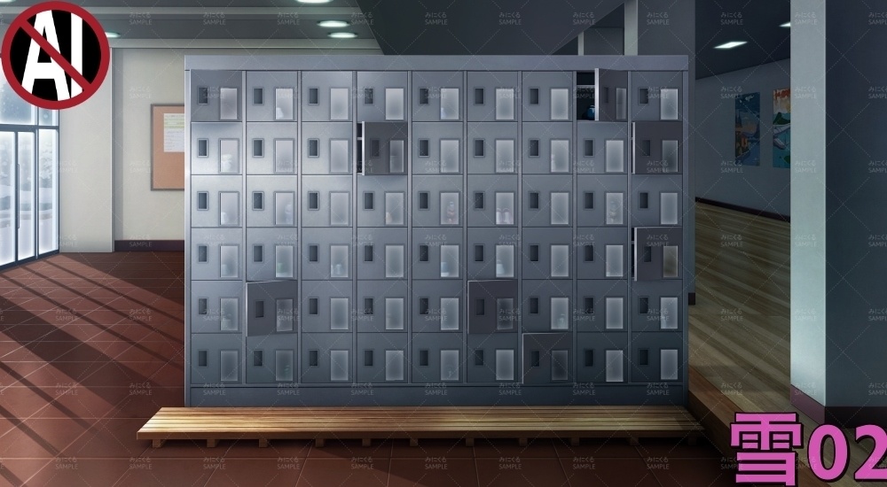 下駄箱①半開き( 学園編 part11 Boost下駄箱 - shoebox01_02)【背景素材】