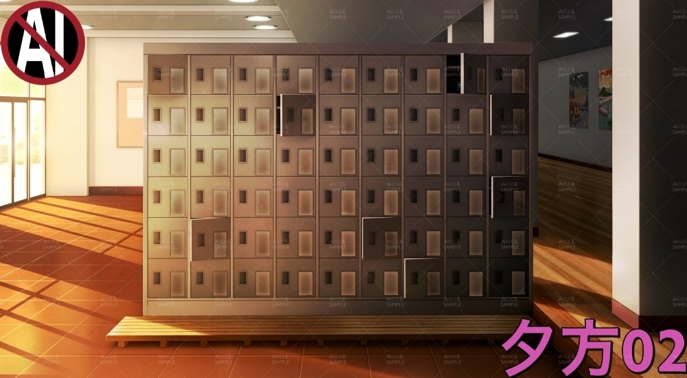 下駄箱①半開き( 学園編 part11 Boost下駄箱 - shoebox01_02)【背景素材】