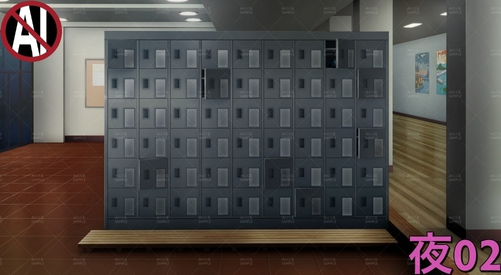 下駄箱①半開き( 学園編 part11 Boost下駄箱 - shoebox01_02)【背景素材】