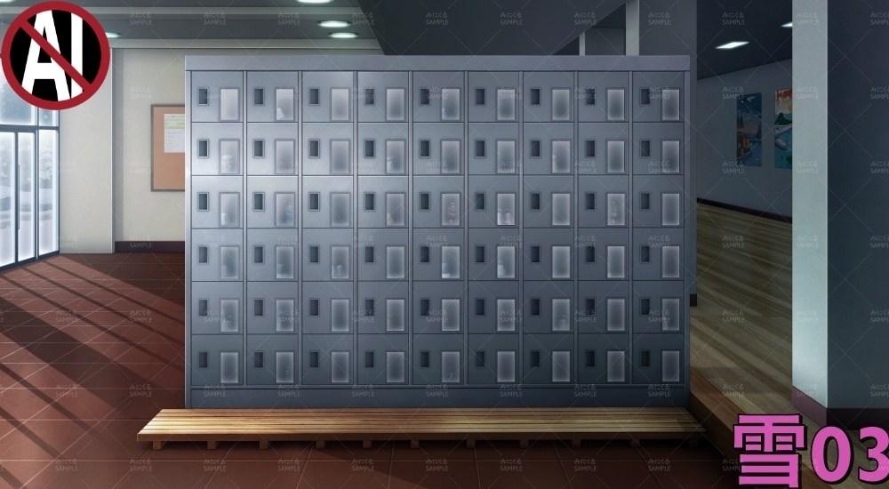 下駄箱①扉閉め( 学園編 part11 Boost下駄箱 - shoebox01_03)【背景素材】