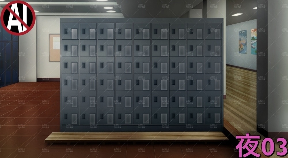 下駄箱①扉閉め( 学園編 part11 Boost下駄箱 - shoebox01_03)【背景素材】