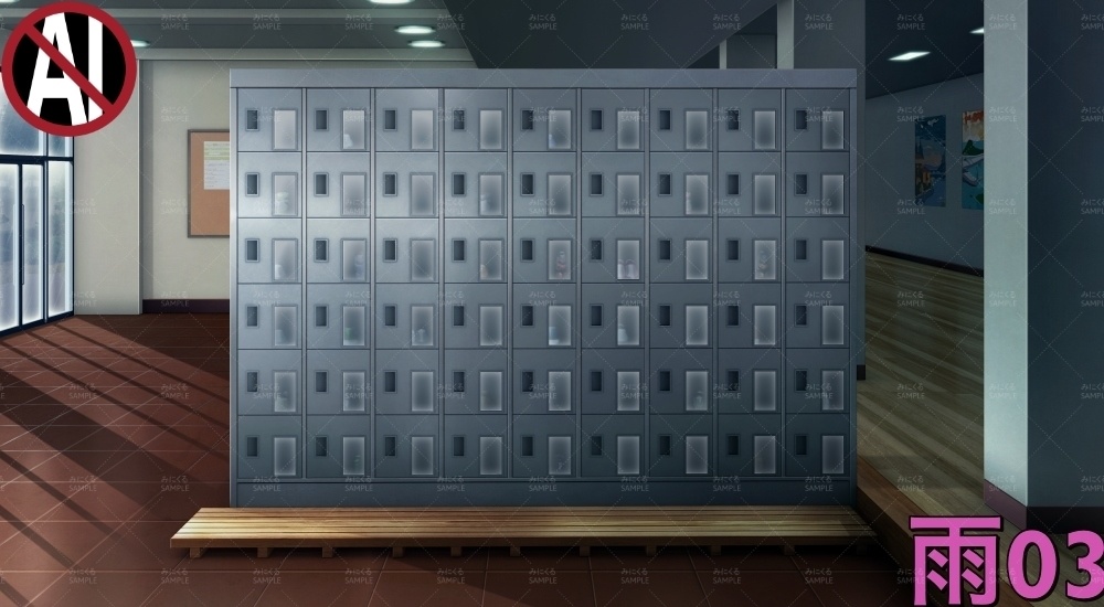 下駄箱①扉閉め( 学園編 part11 Boost下駄箱 - shoebox01_03)【背景素材】