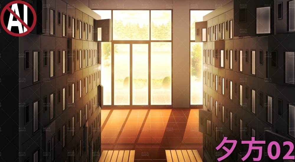 下駄箱②半開き( 学園編 part11 Boost下駄箱 - shoebox02_02)【背景素材】