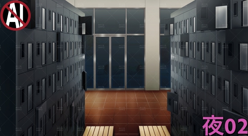 下駄箱②扉閉め( 学園編 part11 Boost下駄箱 - shoebox02_03)【背景素材】