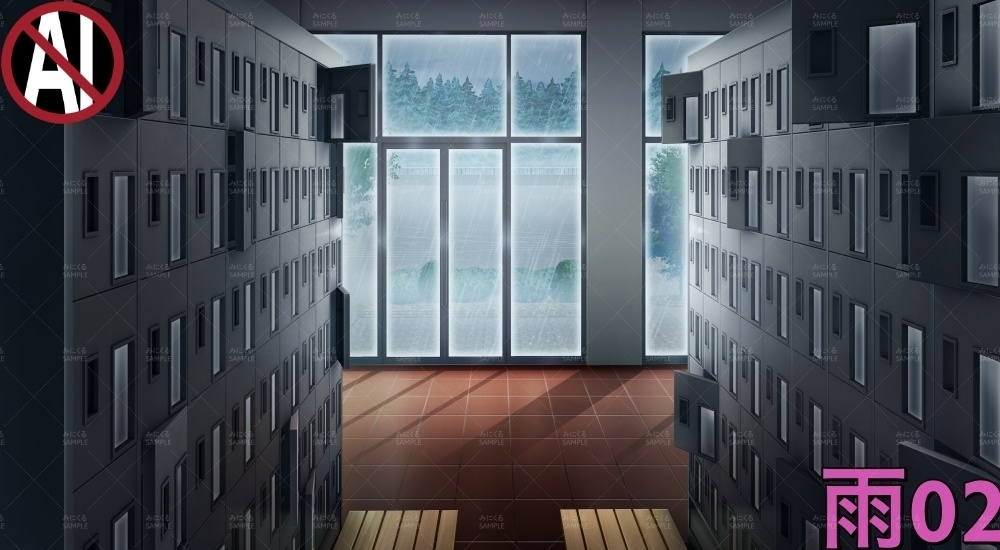 下駄箱②扉閉め( 学園編 part11 Boost下駄箱 - shoebox02_03)【背景素材】