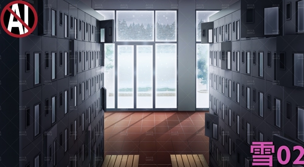 下駄箱②扉閉め( 学園編 part11 Boost下駄箱 - shoebox02_03)【背景素材】