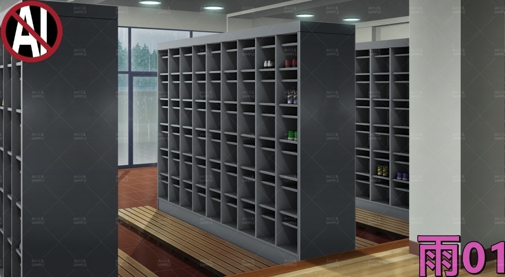 下駄箱③扉なし( 学園編 part11 Boost下駄箱 - shoebox03_01)【背景素材】