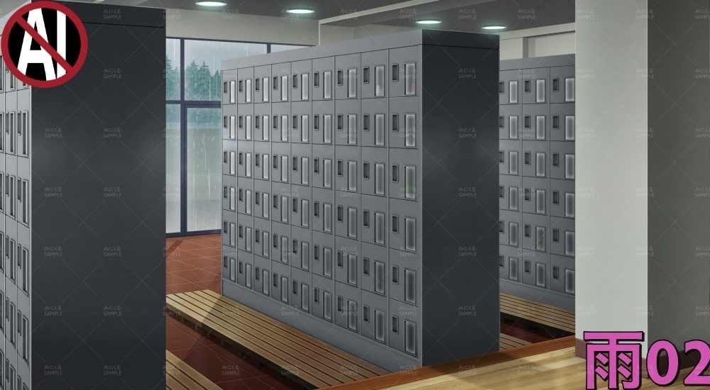 下駄箱③扉閉め( 学園編 part11 Boost下駄箱 - shoebox03_02)【背景素材】