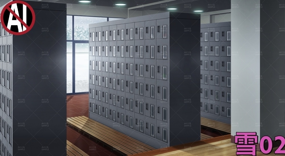 下駄箱③扉閉め( 学園編 part11 Boost下駄箱 - shoebox03_02)【背景素材】