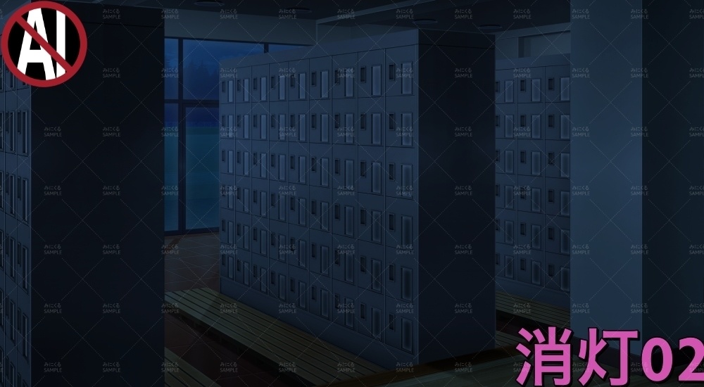 下駄箱③扉閉め( 学園編 part11 Boost下駄箱 - shoebox03_02)【背景素材】