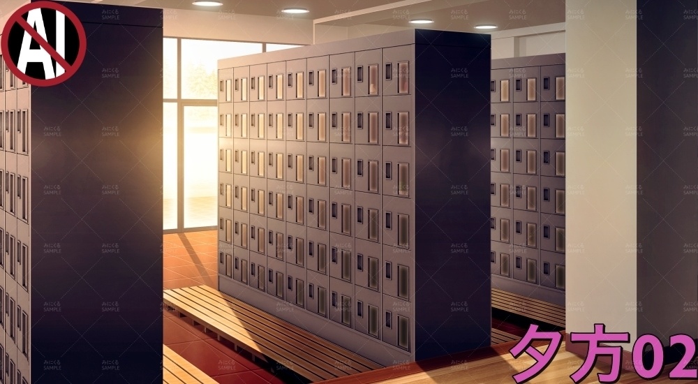 下駄箱③扉閉め( 学園編 part11 Boost下駄箱 - shoebox03_02)【背景素材】