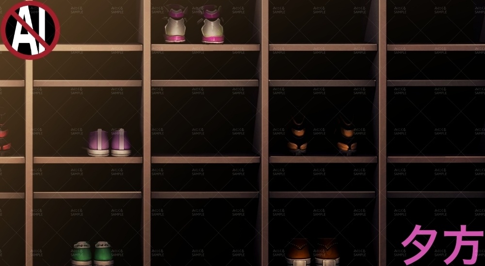 下駄箱④扉なし( 学園編 part11 Boost下駄箱 - shoebox04_01)【背景素材】