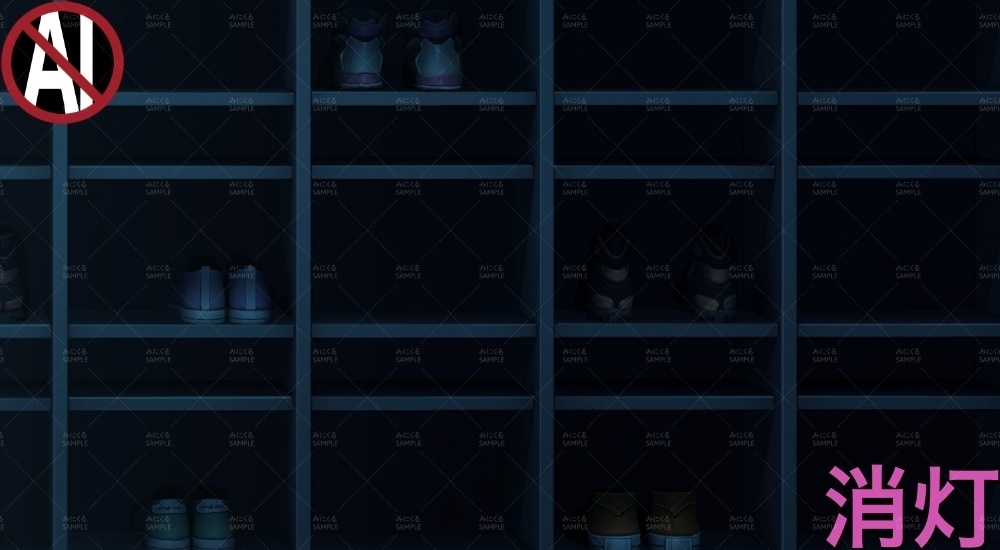 下駄箱④扉なし( 学園編 part11 Boost下駄箱 - shoebox04_01)【背景素材】