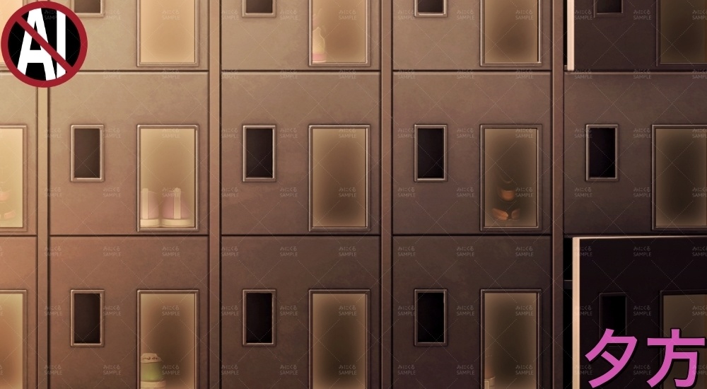 下駄箱④半開き( 学園編 part11 Boost下駄箱 - shoebox04_02)【背景素材】