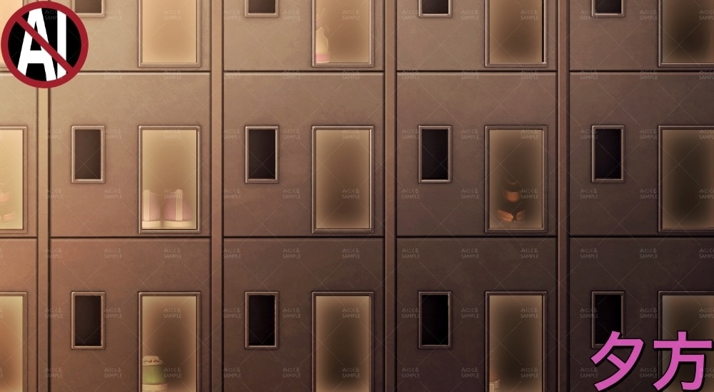 下駄箱④扉閉め( 学園編 part11 Boost下駄箱 - shoebox04_03)【背景素材】