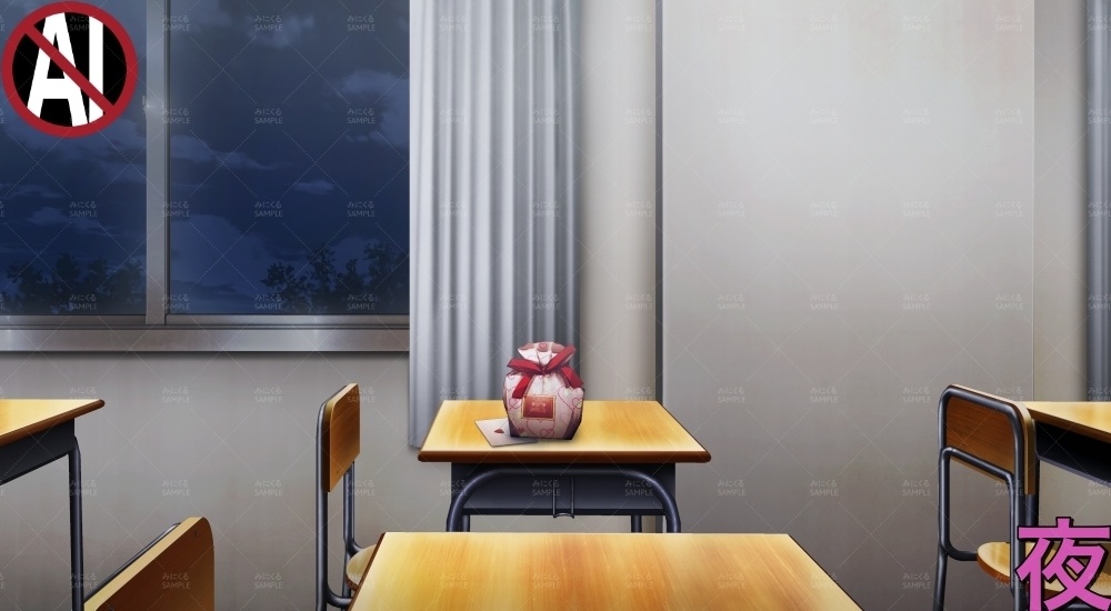 教室VD②赤( バレンタイン02 - classroom02-V)【背景素材】