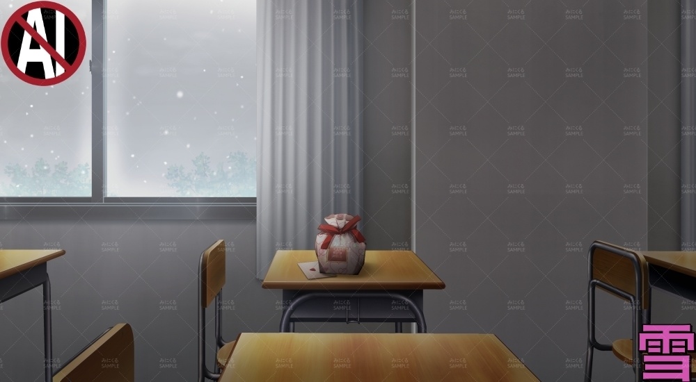 教室VD②赤( バレンタイン02 - classroom02-V)【背景素材】