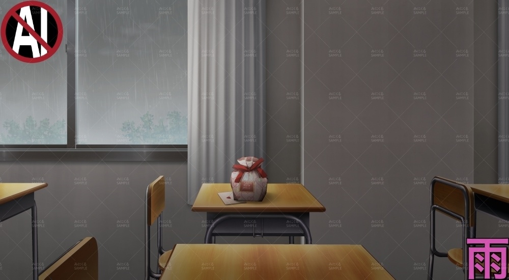 教室VD②赤( バレンタイン02 - classroom02-V)【背景素材】